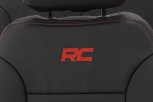 Chevrolet Silverado 1500 LTD Leather Seat Covers - Front + Rear - Rough Country - Premium - Red Accent Stitching - 2022+ Chevrolet Silverado 1500 LTD Leather Seat Covers - Front + Rear - Rough Country - Premium - Red Accent Stitching - 2022+